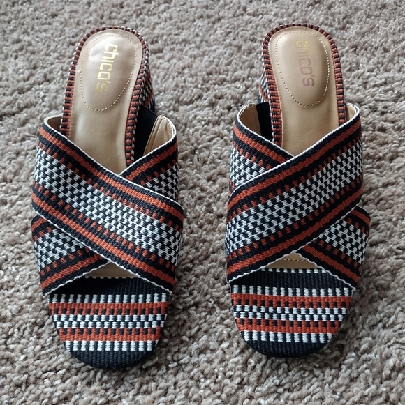 Chico's Shoes - Chico's Women's  Woven Criss Cross Block Heel Sandals 8.5 NWOT